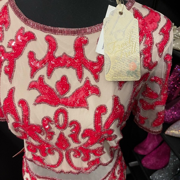 Frock and Frill red beaded dress with mesh insert - Picture 5 of 12
